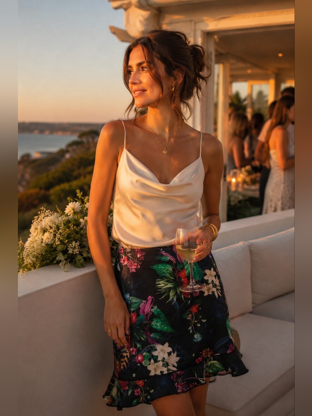 Carlisle floral textured flare trumpet skirt